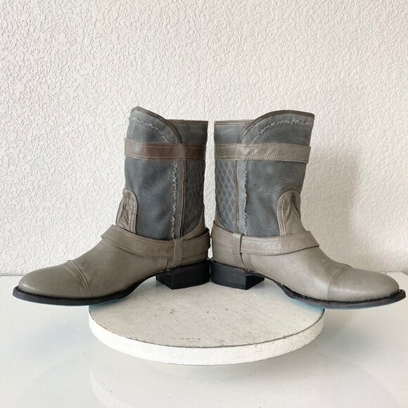 NEW Lane Womens Gray Quilted Mid-Calf Boots With Zipper & Buckle Accents Size 9 - Picture 7 of 11